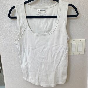 WE THE FREE Free People off white Cotton Rib Tank Top, size large.